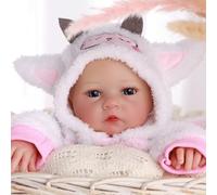BABESIDE Reborn Baby Dolls - 17-Inch Handmade Realistic Baby Dolls Soft Cloth Body - Real Life Newborn Babies Girl Hand-drawn Hair (Blue Eyes)