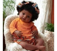 BABESIDE Reborn Baby Dolls Black - 20 Inch 50cm Lifelike Baby Doll Girl with Soft Cloth Body, Open-Eyes Realistic-Newborn Baby Girl with Clothes and Accessories for Kids Aged 3+