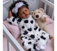 BABESIDE Reborn Baby Dolls Black Girl - 17 Inch Soft Realistic Baby Doll, Lifelike Handmade African Newborn Baby Doll That Look Real with Accessories & Box for Kids Age 3+