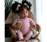 BABESIDE Reborn Baby Dolls Daisy Black Girl- 20 inch 50cm Realistic Newborn Babies Soft Vinyl Body Baby Doll - Lifelike Reborn Toddler Dolls with Clothes and Toy Accessories for Kids Age 3+