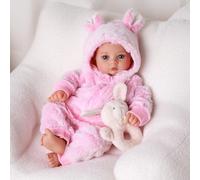 BABESIDE Reborn Baby Dolls Girl 17 Inch - Lifelike Newborn Dolls with Pink Furry Outfit, Vinyl Limbs, Soft Cloth Body, Realistic Details, Open Eyes - Gift for Girls Age 3+