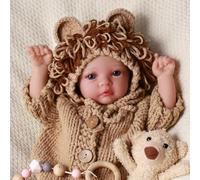 BABESIDE Reborn Dolls 17 Inch Realistic Baby Girls Lifelike Newborn Babies Soft Cloth Body That Look Real Life Babies Reborn-Baby Dolls Eyes Open Lion Clothes with Painted Hair