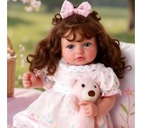 BABESIDE Reborn Dolls - 20 Inch Realistic Baby Doll with Vinyl Body - Real Life Toddler Girl Open Eyes for Age 3+ (Medium-length brown curly hair