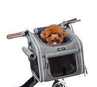 BABEYER Dog Bicycle Basket, Expandable Soft Pet Carrier Backpack with 4 Open Doors, 4 Mesh Windows for Small Dog Cat Puppies Grey