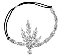 BABEYOND 1920s Beaded Crystal Headband, Great Gatsby Flapper Accessories | crystal rhinestones, elastic band, cocktail, christmas, art deco, vintage, halloween, roaring 20s accessory, silver