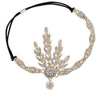 BABEYOND 1920s Beaded Crystal Headband, Great Gatsby Flapper Accessories | crystal rhinestones, elastic band, cocktail, christmas, art deco, vintage, halloween, roaring 20s accessory, gold