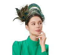 BABEYOND 1920s Fascinator Headband Kentucky Peacock Feather Headpiece for Derby Cocktail - - One Size