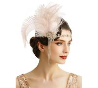 BABEYOND 1920s Feather Headpiece Feather Headband Great Gatsby Hair Accessories for Women (Champagne)