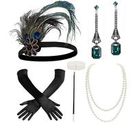 BABEYOND 1920s Accessories Set Flapper 20s Gatsby Costume Accessories Set Roaring 20s Flapper Headband (Set 3)