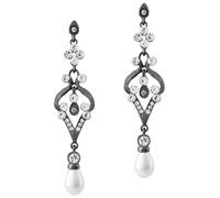 BABEYOND 1920s Flapper Art Deco Gatsby Earrings 20s Flapper Gatsby Accessories Vintage Wedding Dangle Pearl Earrings, 3.4" * 0.79", Zinc, Rhinestone