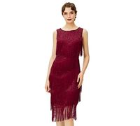 BABEYOND 1920s Flapper Dress Gatsby Fringed Dress Roaring 20s Beaded Dress Art Deco Dress for Gatsby Themed Party Prom - Red - Medium