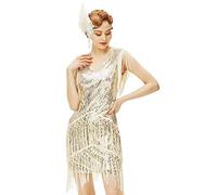 BABEYOND 1920s Flapper Dress Long Fringed Gatsby Roaring 20s Sequins Beaded Vintage Art Deco