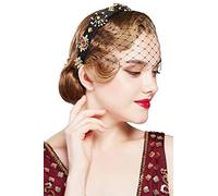 BABEYOND 1920s Flapper Fascinator Mesh Veil Headband Bridal Wedding Tea Party Fascinator Veil for Women, Black, 1 Count (Pack of 1)