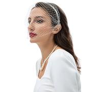 BABEYOND 1920s Flapper Fascinator Mesh Veil Headband Bridal Wedding Tea Party Fascinator Veil for Women, White, 1 Count (Pack of 1)