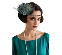 BABEYOND 1920s Flapper Feather Headband - Great Gatsby Accessories for Women, 1920s Style Charleston Headpiece Carnival Costume Accessory Green