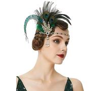 BABEYOND 1920s Flapper Feather Headband Roaring 20s Showgirl Gatsby Headpiece