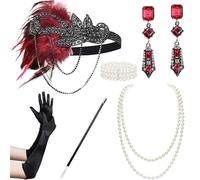 BABEYOND 1920s Flapper Gatsby Costume Accessories - Roaring 20s Headband (15 Piece Set)