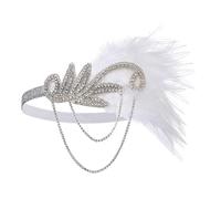 BABEYOND 1920s Flapper Headband Roaring 20s Great Gatsby Feather Headpiece White