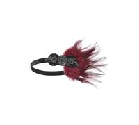 BABEYOND 1920s Flapper Headpiece Roaring 20s Great Gatsby Headband Vintage Feather Headband Burgundy