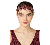 BABEYOND 1920s Gatsby Flapper Headband, 20s Rhinestone Costume Hair Accessories, Party Wedding Headpiece for Women Red