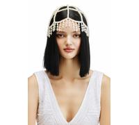 BABEYOND 1920s Pearl Flapper Cap Headpiece Roaring 20s Gatsby Pearl Head Chain Wedding, White, One Size
