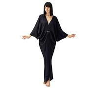 BABEYOND 1920s Satin Cocoon Gown - Hollywood Style Robe Great Gatsby Party Outfit Batwing Sleeves Art Deco Coat, Black, One Size