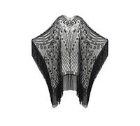 BABEYOND 1920s Sequin Beaded Shawl Wraps Fringed Evening Cape Scarf for Wedding, Black With Black Sequins, One Size