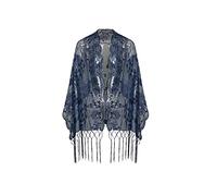 BABEYOND 1920s Sequin Shawl Fringed Wedding Wraps - Blue - One Size
