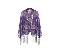 BABEYOND 1920s Sequined Peacock Shawl Wraps Fringed Evening Cape Wedding Bridal Shawl Scarf for Evening Dresses Party, Z-dark Purple, One Size