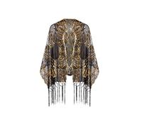 BABEYOND 1920s Sequined Peacock Shawl Wraps Fringed Evening Cape Wedding Bridal Shawl Scarf for Evening Dresses Party, Black Gold, One Size