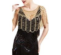 BABEYOND 1920s Shawl Wraps Gatsby Beaded Evening Cape Bridal Shawl Bolero Flapper Cover Up, Gold, One Size