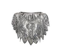 BABEYOND 1920s Shawl Wraps Sequin Beaded Evening Cape Bridal Shawl, Black Silver, One Size
