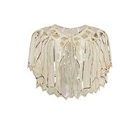 BABEYOND 1920s Shawl Wraps Sequin Beaded Evening Cape Bridal Shawl Bolero Flapper Cover Up, Beige-3, 1 Count (Pack of 1)