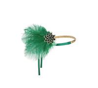 BABEYOND 1920s Vintage Headband Roaring 20s Flapper Headpiece with Feather 1920s Great Gatsby Costume Accesories Green
