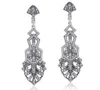 BABEYOND 1920s Vintage Rhinestone Earrings - Art Deco Flapper Dangle Earrings for Gatsby Costume, Roaring 20s Party & Wedding Silver