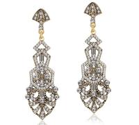 BABEYOND 1920s Vintage Rhinestone Earrings - Art Deco Flapper Dangle Earrings for Gatsby Costume, Roaring 20s Party & Wedding Gold