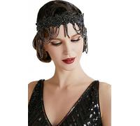 BABEYOND 20s Great Gatsby Headband- 1920s Flapper Headpiece Roaring Chain for Women Vintage Hair Accessory Black
