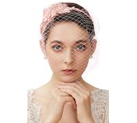BABEYOND Bridal Wedding Veil Fascinator Mesh Lace Headband Tea Party Flower Fascinator Funeral Hats for Women
