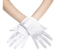 BABEYOND Coucoland Short Opera Gloves - Satin Bridal Fancy Dress for Wedding Prom - Wrist Length Classic (White)