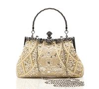 BABEYOND Evening Clutch Purses for Women - 1920s Accessories for Women Gatsby Evening Bag Vintage Beaded Sequin Pearl Clutch, Beige, One Size