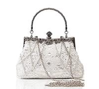 BABEYOND Evening Clutch Purses for Women - Vintage Evening Bag Accessories for Women Gatsby 1920s Beaded Sequin Pearl Clutch, White, One size
