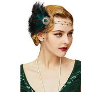 BABEYOND Feather Headpiece Great Gatsby Accessories for Women Roaring 20's Party Headpiece (Green)