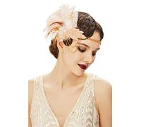 BABEYOND Feather Headpiece Sequined Showgirl Flapper Headband 1920s Accessories Champagne