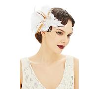 BABEYOND Feather Headpiece Sequined Showgirl Flapper Headband 1920s Accessories White