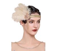 BABEYOND Flapper Headpiece for Women - Flapper Feather Headband 1920s Gatsby Headpiece Vintage Accessories for Women Champagne