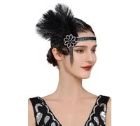 BABEYOND Flapper Headpiece for Women - Flapper Feather Headband 1920s Gatsby Headpiece Vintage Accessories for Women Black