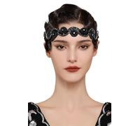 BABEYOND Flapper Headpiece for Women - Roaring 20s Headband 1920s Gatsby Headpiece Vintage Accessories for Women Black