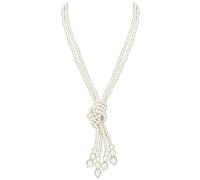BABEYOND Gatsby Long Knot Pearl Necklace 1920s Flapper Imitation Pearls Necklace (49” x 2+59''X1/White)