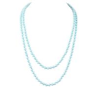 BABEYOND Gatsby Long Knot Pearl Necklace 1920s Flapper Imitation Pearls Necklace Blue