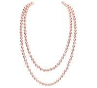 BABEYOND Gatsby Long Knot Pearl Necklace 1920s Flapper Imitation Pearls Necklace Pink 2PCS